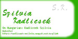 szilvia kadlicsek business card